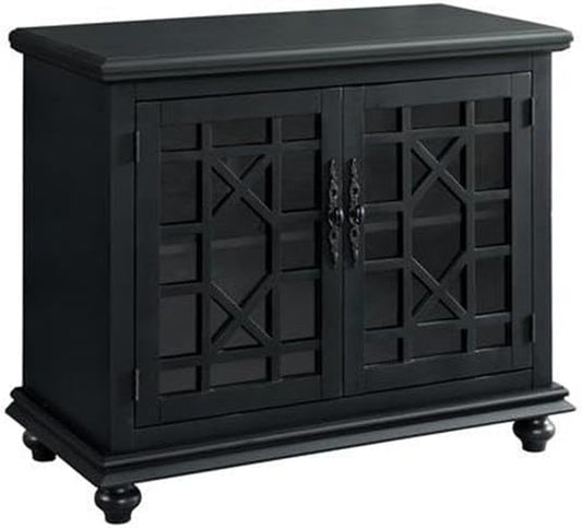 Small Spaces TV Stand 2-Door Accent Cabinet, 38" W X 32" H, Antique Black
