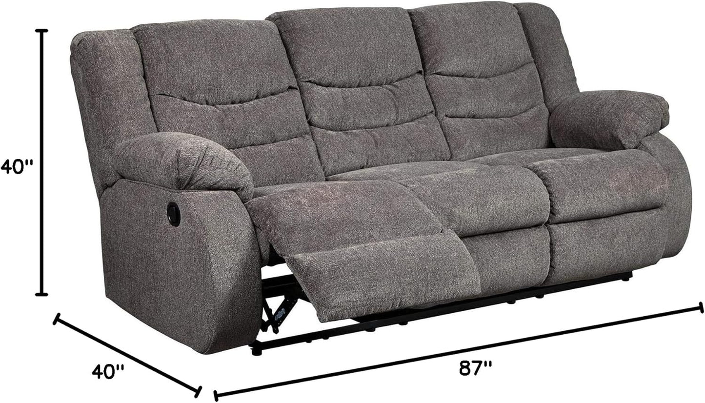 Tulen Modern Manual Pull Tab Reclining Sofa, Dark Gray