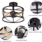 Black Semi Flush Ceiling Light Fixture, 2-Light Farmhouse Flush Mount Light Fixtures, Modern Industrial Metal Cage Pendant Lighting for Hallway, Bedroom, Kitchen, Foyer, Living Room, Dining Room