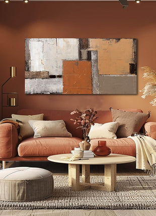 Vibrant Abstract Orange Wall Art - Contemporary Graffiti Decor for Living Spaces, 24" x 48