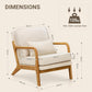 Mid-Century Accent Chair with Solid Wood Frame, Reading Relaxing Armchair Lumbar Pillow& Soft Cushion, Leisure Chair for Living Room, Bedroom, Waiting Room-Beige