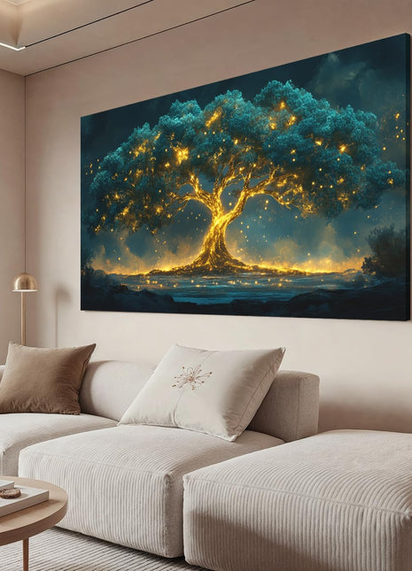 Canvas Wall Art - Tree of Life Design for Living Room and Home Office Decor, 24" x 48