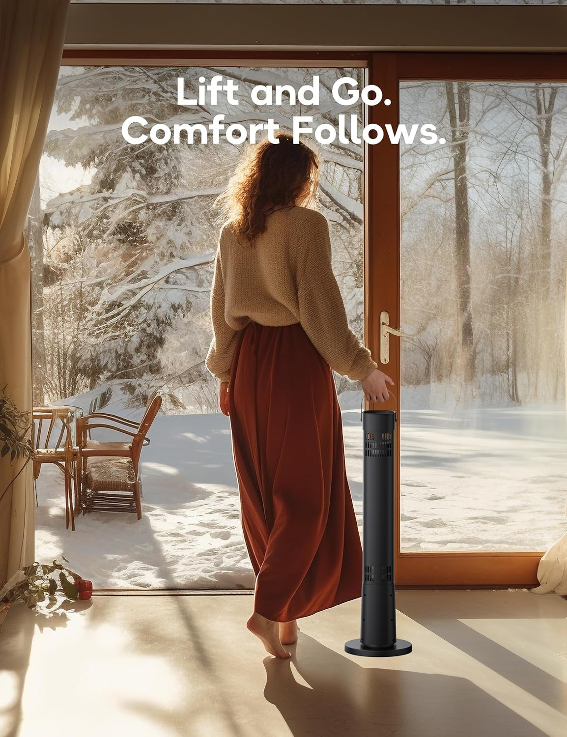 Patio Heater for Outdoor Use, Infrared Electric Outdoor Heater, 1500W Instant Heating, 60-Degree Oscillation, 9 Heat Levels, 9H Timer, Remote, for Garage, Backyard, Large Room, Indoor, 32.2”, Jet