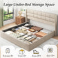King Size Lift up Storage Bed Frame, Linen Upholstered King Platform with Button Tufted Wingback Headboard and Under-Bed Storage, Hydraulic Support, No Box Spring Needed, Noise Free, Beige