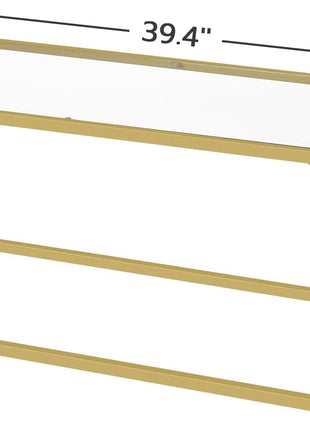 Contemporary Gold Glass Coffee Table for Living Room and Office, 39.4 x 19.7 x 17.7 Inches, Easy Assembly, Model GD04KF01