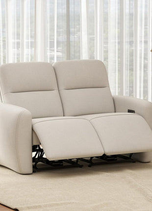 3-Seater Reclining Sofa and Loveseat Set with USB and Type-C Charging Ports, Overstuffed Fabric Design for Living Room, Home Theater, and RV (Beige)
