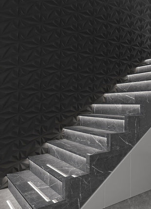 Art3D 33-Pack 3D Diamond Textured PVC Wall Panels for Interior Decoration - Black, 12" x 12", Covers 32 sq. ft., Perfect for Living Rooms, Lobbies, Bedrooms, Hotels, and Offices