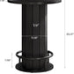 round Bar Table, 39.4" H Wood Bistro Pub Table with Metal Ring Footrest for Dining Coffee Cocktail Living Room, Small Space, Black(Only Table)