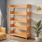 5-Tier Wooden Open Bookcase - Modern Display Bookshelf with Top Edge and Solid Wood Frame for Home and Office, Storage Cabinet, Oak