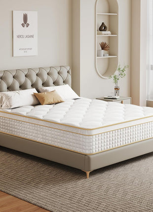 12-Inch Queen Hybrid Mattress with Memory Foam and Pocket Springs for Enhanced Pressure Relief and Motion Isolation, Medium Firmness, CertiPUR-US Certified