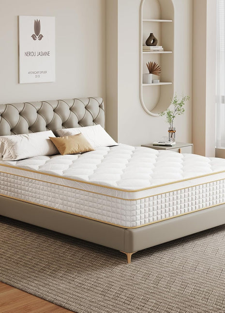 12-Inch Queen Hybrid Mattress with Memory Foam and Pocket Springs for Enhanced Pressure Relief and Motion Isolation, Medium Firmness, CertiPUR-US Certified