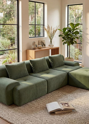 108-Inch Modular Boneless Cloud Sectional Sofa: L-Shaped Design with Ottoman and Three Decorative Pillows for Ultimate Comfort