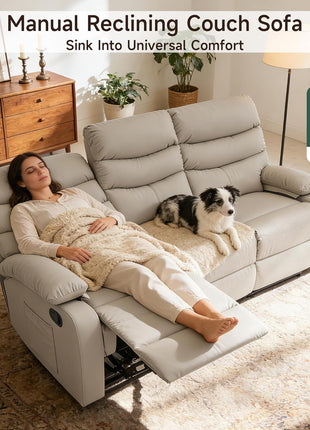 Three-Seater Recliner Sofa Set - Anti-Scratch Loveseat & Couch for Living Room, RV, and Home Theater in Beige