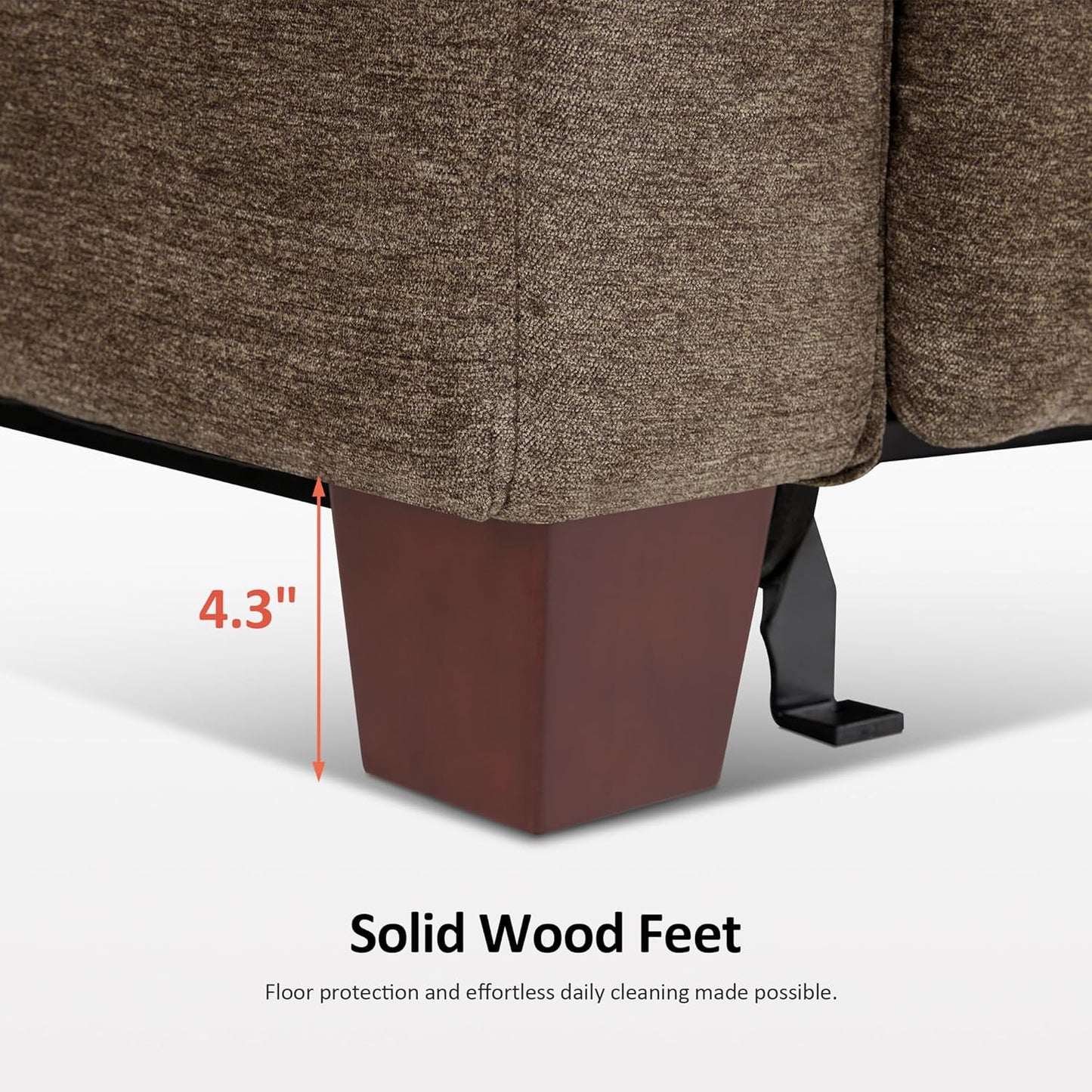 62.2'' Reclining Loveseat, Wall Hugger Power Loveseat Recliner Sofa with Adjustable Headrest, USB a & C Charge Ports, Wood Legs, for Living Room (Fabric Hl198M1)(Coffee)