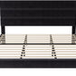 King Size Platform Bed Frame with Velvet Upholstered Headboard and Wooden Slats Support, Fully Upholstered Mattress Foundation/No Box Spring Needed/Easy Assembly, Black