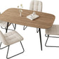 47.2'' Dining Table Set for 4,Modern Wood Dining Table,Leather Dining Chairs 4,Table and Chairs Set of 4,Ideal for Kitchen Dining Room (Walnut Color Table + 4 U-Shaped White Chairs, 47.2")