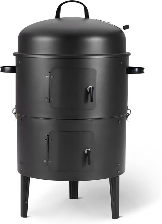 16 Inch Vertical Charcoal Outdoor Smoker, BBQ Grill, Adjustable Air Supply Control, 1-Pack, Black