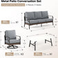 4 PCS Metal Outdoor Patio Furniture Set, Patio Conversation Sets 1 3-Seater Sofa, 2 Swivel Chairs with 5.75" Extra Thick Cushion & Coffee Table, Black Frame Backyard Furniture, Gray