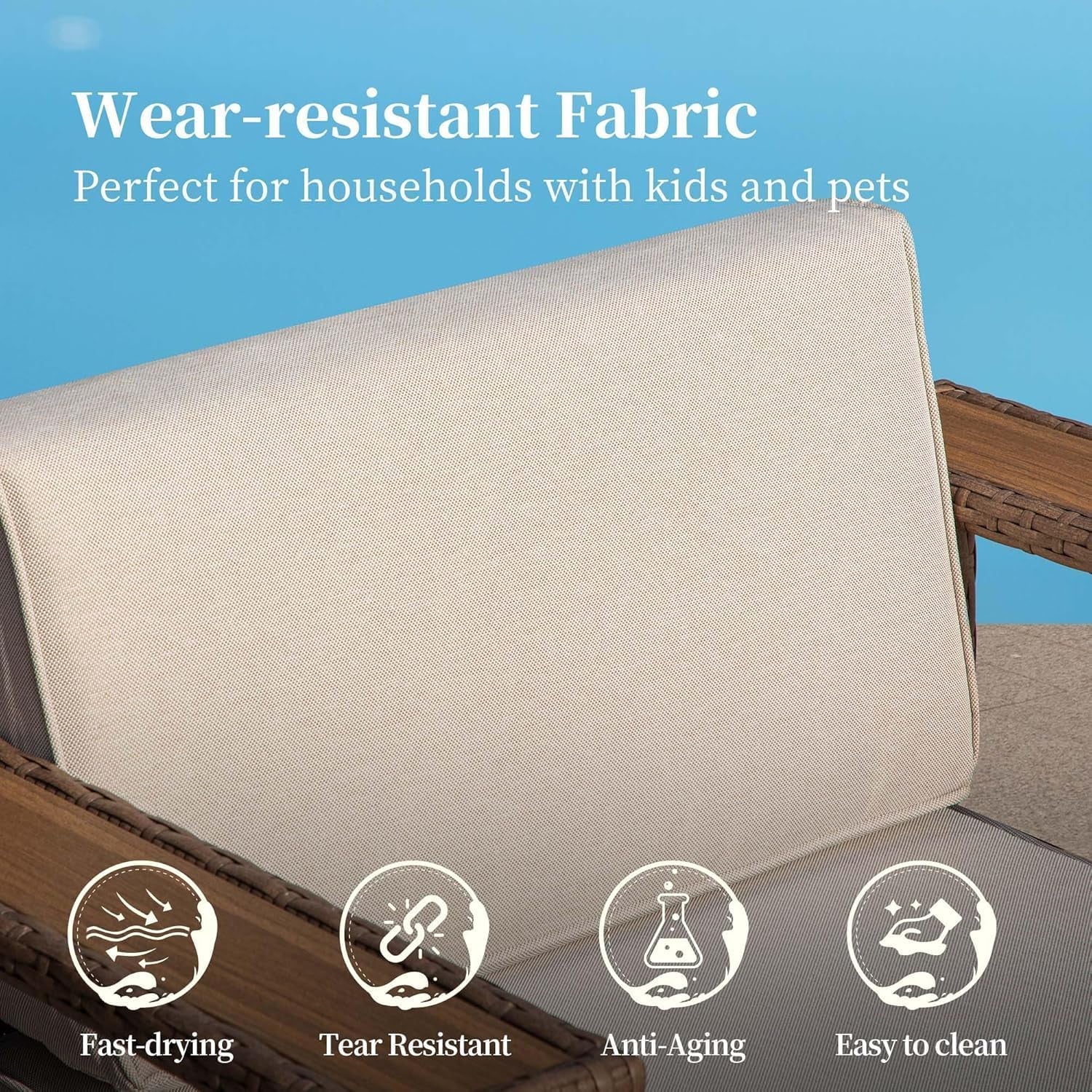 L Shaped Patio Furniture,Outdoor Rattan Wicker Sectional Sofa with 10''Ultra-Thick Cushions,All Weather Patio Conversation Set for Lawn Garden Backyard,Beige