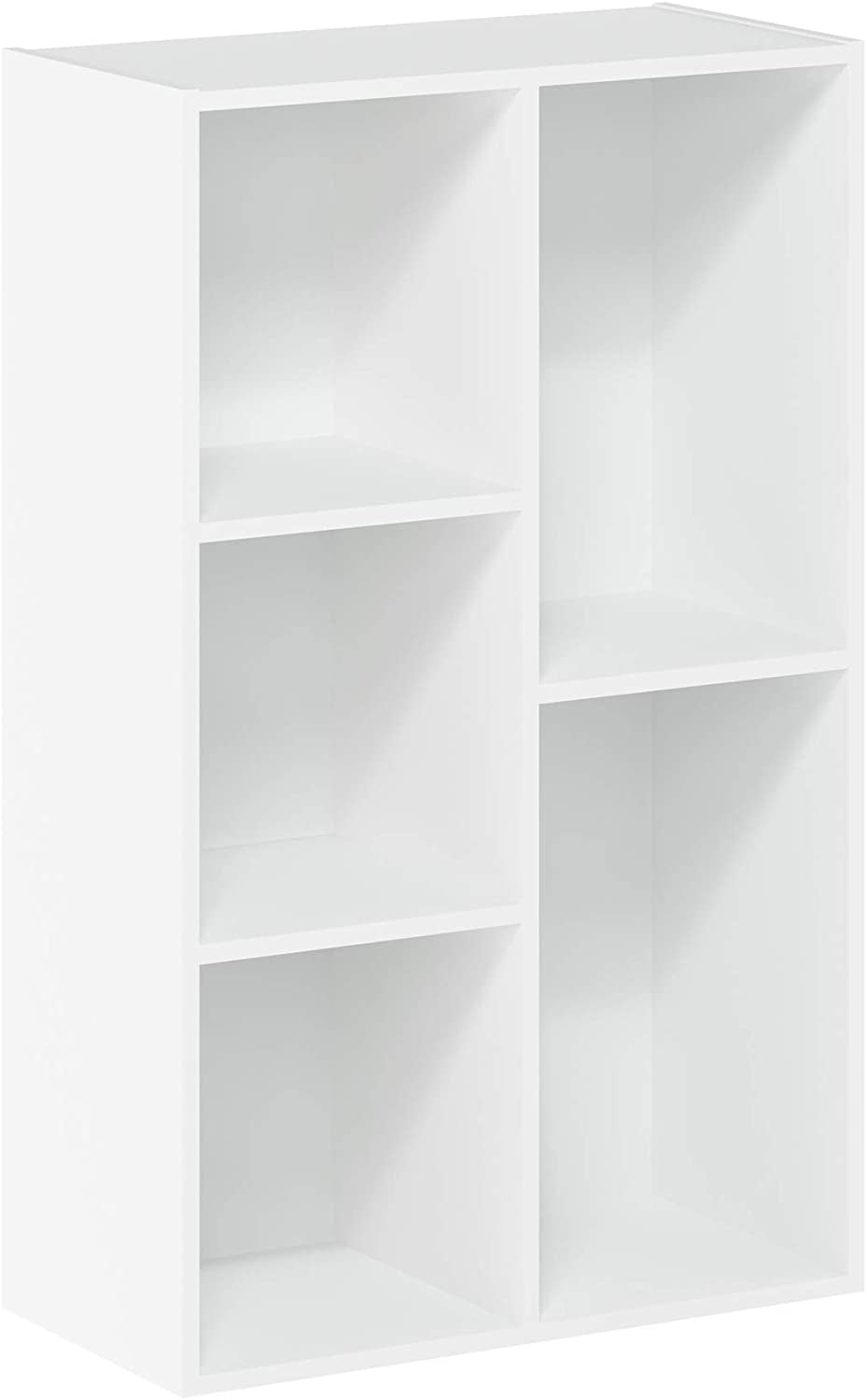LUDER Book Shelf, 5-Cube Bookshelf, Reversible Bookcase, 9.4 X 19.5 X 31.5, for Living Room, Bedroom, Home Office, White