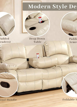 3-Piece Faux Leather Reclining Sofa Set for Stylish Living Room Enhancement - Available in Multiple Colors