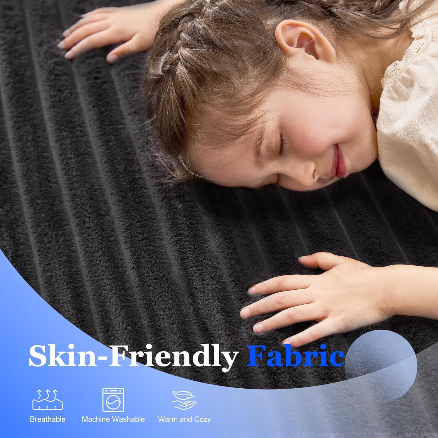 Couch Sofa 2-Seater Foam Sofa Loveseat for Small Spaces Comfy Sofas with Removable Cover Furry Couch with Pillows for Living Room, Bedroom, Apartment, Office (Black, Loveseat)