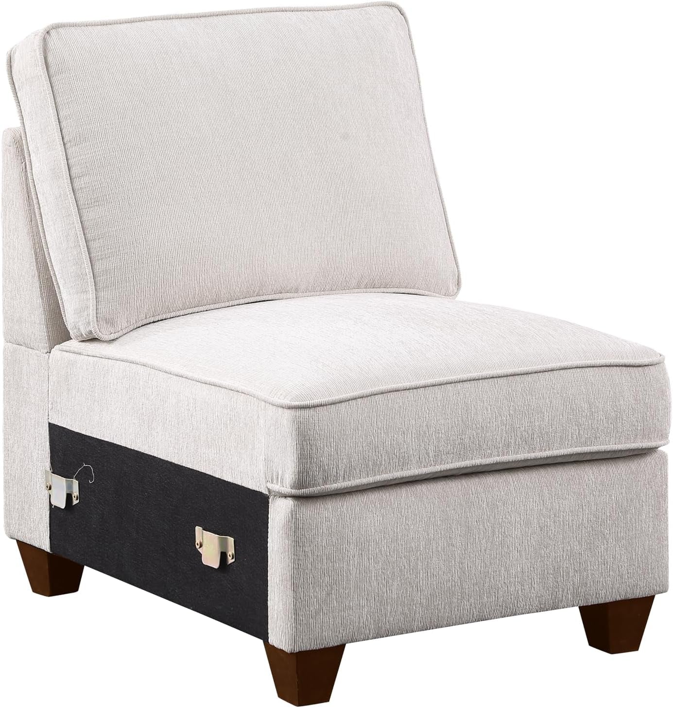 127" L-Shaped Sectional Couch with Movable Ottoman & 6 Throw Pillows,7 Seat Chenille Upholstered Sofa W/2 Cup Holder,Usb Port & Hidden Storage Box,Diy Combination,For Living Room,Apartment,Beige