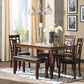 Bennox Dining Room Table and Chairs with Bench (Set of 6), Brown