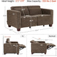 62.2'' Reclining Loveseat, Wall Hugger Power Loveseat Recliner Sofa with Adjustable Headrest, USB a & C Charge Ports, Wood Legs, for Living Room (Fabric Hl198M1)(Coffee)