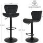 Modern Bar Stools Set of 2, Adjustable Faux Leather Upholstered Swivel Bar Stools, Counter Height Bar Chairs with Back for Kitchen Island, Black