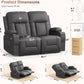 RV Loveseat Recliner Sofa, Reclining Loveseat Wall Hugger Recliners with USB Ports, Cup Holders, Insert Pockets, RV Recliners for Travel Trailers & Living Room, RV Furniture | RV Couch | Gray