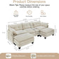 Modular Sectional Sofa, 111.5" U-Shaped Corduroy Comfy Sectional Couches for Living Room, 3-Seater Cloud Couches with 2 Movable Ottomans, Flexible Combination Modern Deep Seat Sofa (Beige)
