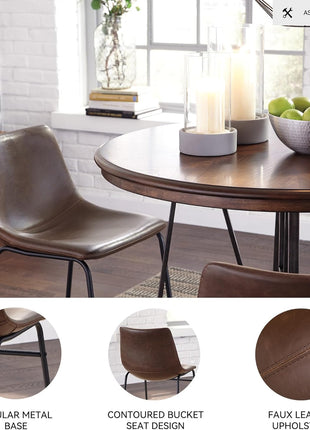 Signature Design by Ashley Centiar Mid-Century Dining Bucket Chairs, Set of 2, Black and Brown