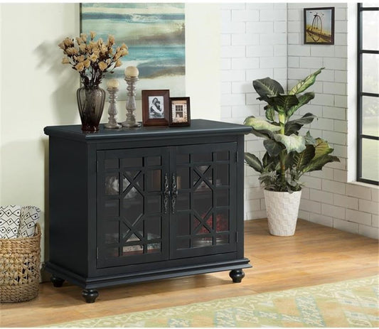 Small Spaces TV Stand 2-Door Accent Cabinet, 38" W X 32" H, Antique Black