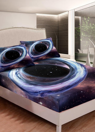 Cosmic Twin Sheet Set - Black Hole Fitted Sheet for Kids and Teens, Starry Sky Series Galaxy Bed Cover, Science Fiction Art Style Bedroom Decor