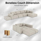 152'' Modern Boneless Couch, Oversized 2-In-1 Modular Sectional Sofa Bed, Extra Deep Seat Upholstery Cloud Couch, Boneless Couches for Living Room, No Assembly Required, Beige Chenille