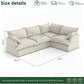 Cloud Sectional Sofa,4-Seater Deep Seat Modular Couch,Down Filled Convertible Living Room Sets Sofa,Corner Sofa Covers Washable & Replaceable,Cream White