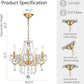 Mini Crystal Chandelier K9 Crystal Gold Chandelier for Living Room Bedroom Dining Room Kitchen Island Entryway 5 E12 Bulbs High 16.5 in X Diameter 16.9 In, Golden