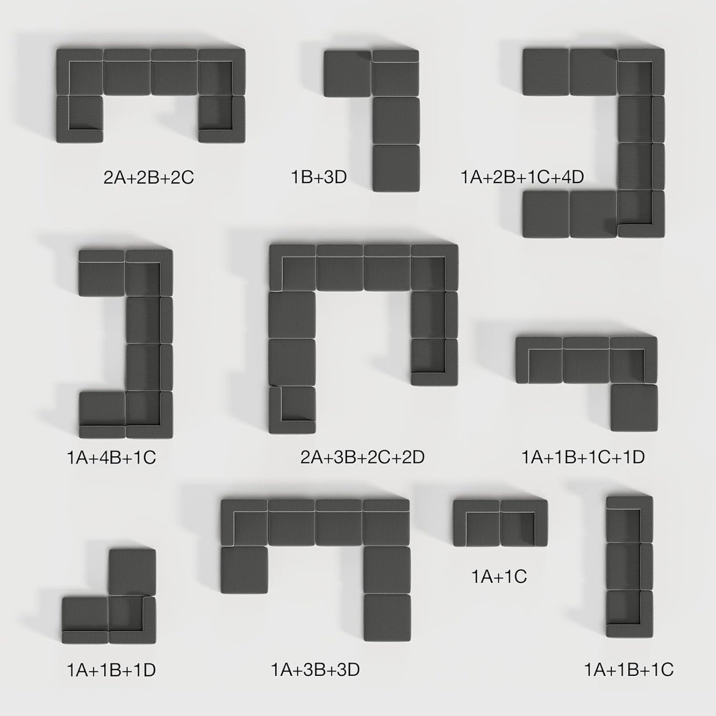 141" Modular Sectional Sofa, Modern Cloud Sectional Couch with Smarts Coil® Support, L-Shape Boneless Couch for Living Room Apartments, No Assembly Required, Dark Gray (6 Seater Standard)