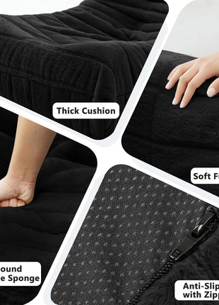 Oversized High-Density Foam Bean Bag Chair for Adults - Giant Sofa for Living Room and Bedroom in Black