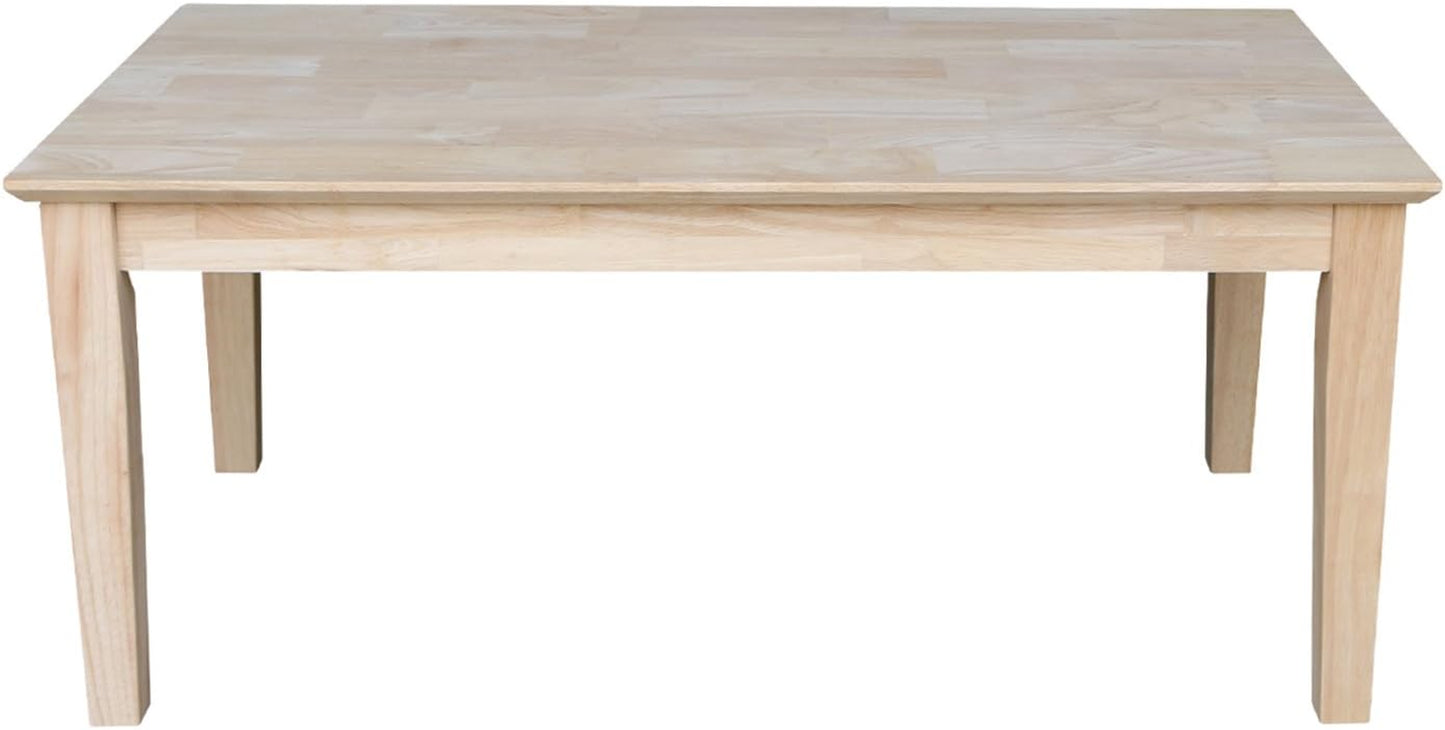 International Concepts 48" W Shaker Sofa Table and Tall Shaker Coffee Table, Unfinished