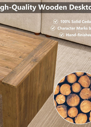 Reclaimed Solid Wood Rectangular Coffee Table, 47.3" Modern Rustic Industrial Centerpiece for Living Room and Office, Quick 10-Minute Assembly