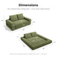 Convertible Sleeper Sofa Bed Floor Sofa 3-In-1 No Assembly, Foldable Mattress with Corduroy Upholstery Green, Lounge Loveseat Couch for Living Room Studio Guest Room