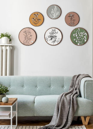 Set of 6 Bohemian Wooden Wall Art Decor for Bedroom, Living Room, and Office (Retro Design, 8-Inch and 10-Inch Sizes)