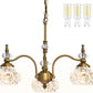 Vintage Brass Pendant Light,Gold Vintage Chandelier Light Fixture 3 Lights,Include 4 Light Bulbs Glass Pendant Light Crystal Hanging Light