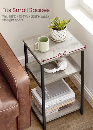 Greige and Classic Black Side Table - Multifunctional End Table and Nightstand for Living Room, Bedroom, Office, and Bathroom - Model ULET273B02