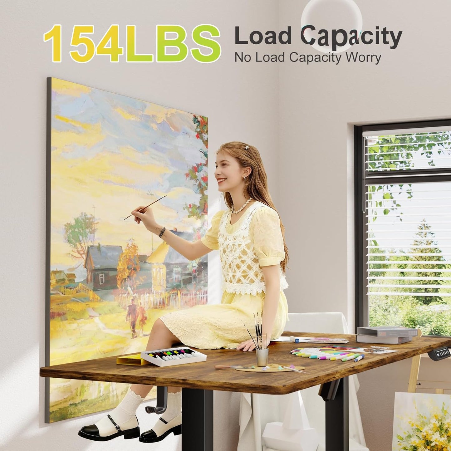 Electric Standing Desk, 45 X 24 Inches Sit Stand up Desk, Sit Stand Height Adjustable Home Office Desk with 4 Height Position Memory - with Splice Board (Rustic Brown, 45)