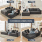 110” Cloud Sectional Couch, Boneless Sofa for Living Room, Modular Sectional Sofa with Deep Seat, Comfy Fluffy Couch with L-Shaped Chaise, No Assembly Required (Left-Facing Chaise, Dark Grey)