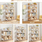 4-Tier Wooden Open Bookcase - Modern Display Bookshelf with Top Edge and Solid Wood Frame for Home and Office, Storage Cabinet, Warm White
