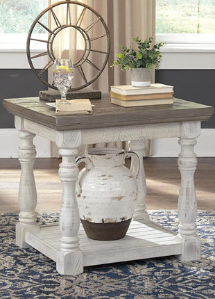 Havalance Farmhouse Rectangular End Table with Floor Shelf by Signature Design by Ashley, Vintage Gray and White Weathered Finish, 26" W x 24.13" D x 24" H